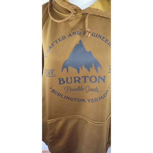 Burton Dry Ride Mens Medium Brown Logo Hooded Drawstring Pockets Sweatshirt - Picture 2 of 12